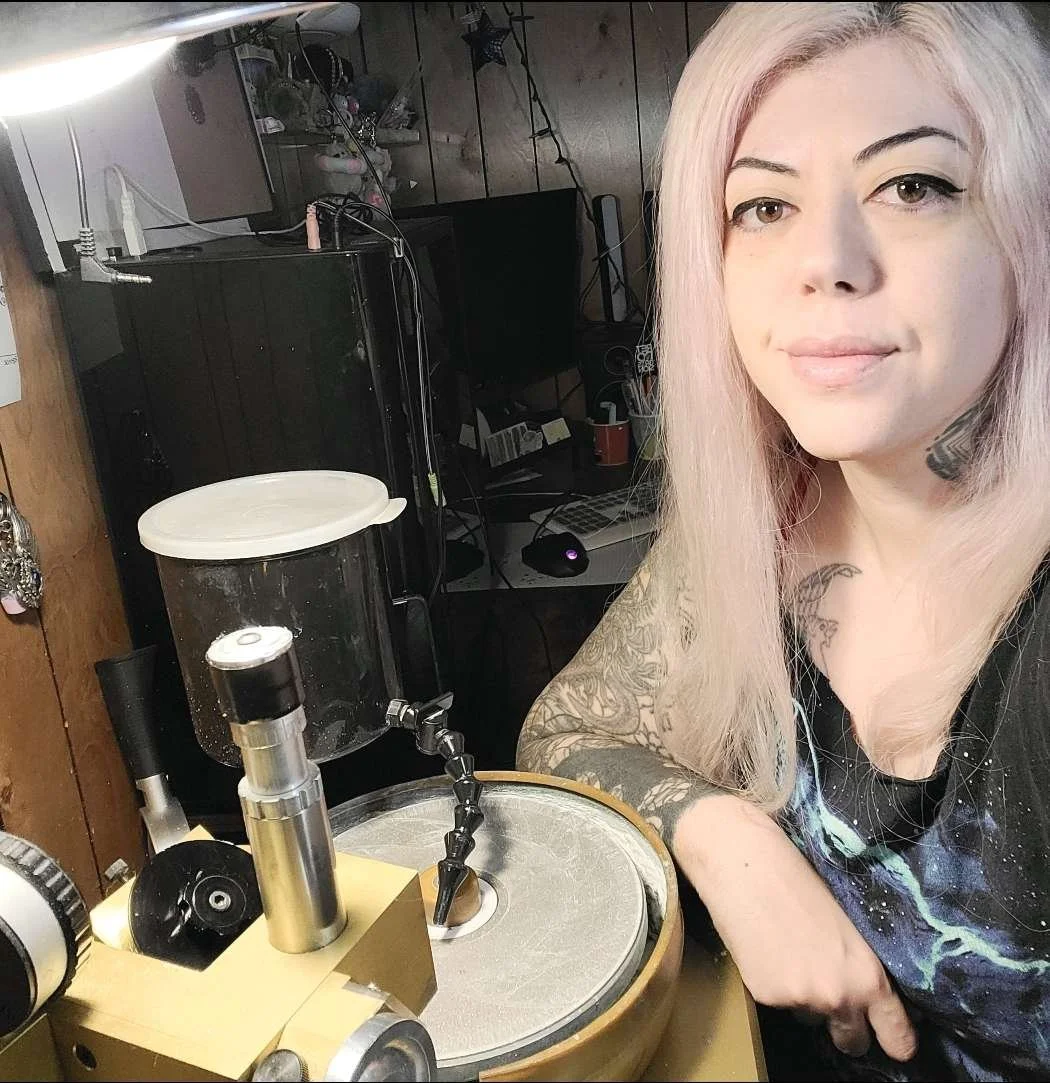 Rana Levy at her lapidary bench in her Las Vegas studio.